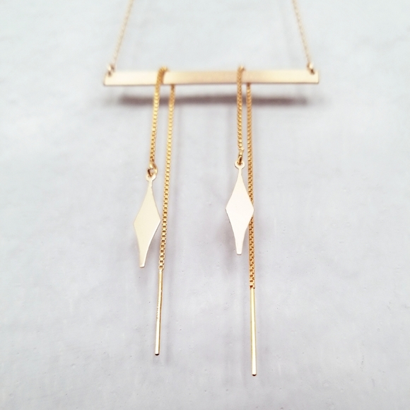 Dainty Goldfilled Threader Earrings Handmade - Picture 3 of 3